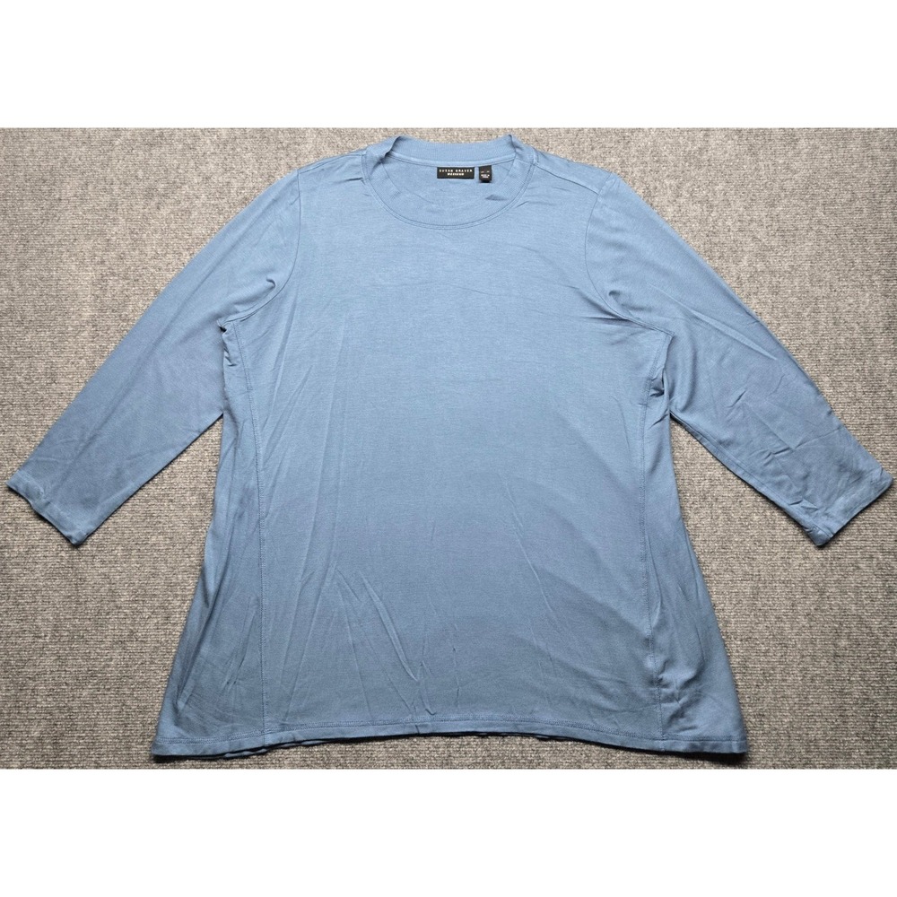 Susan Graver Weekend Top Womens XL Blue Long Sleeve Crew Neck Pullover